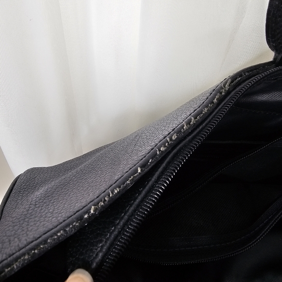 Tiffany & Fred Paris black pebbled leather brown suede handbag - Picture 9 of 10